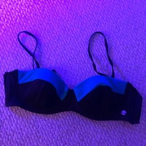 Teal and Black bikini top